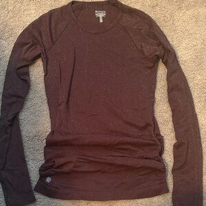 Athleta Speed Light Long Sleeve Running Shirt - Maroon sparkle